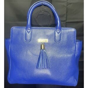 Onna Ehrlich Blue Pebbled Leather Jennifer Satchel Crossbody